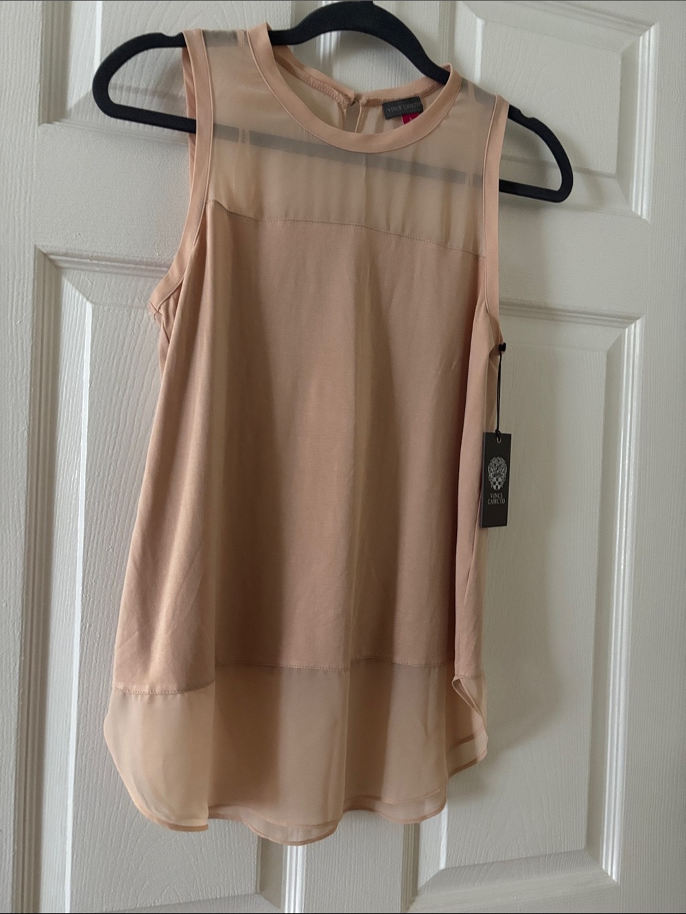 Vince Camuto Nude Sleeveless Sheer Yoke Camisole